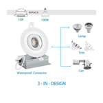 LED Recessed Ceiling Lights, 3 Inch Dimmable 5CCT Ultra-Thin with Junction Box, 8W Canless Slim Panel Downlight, 2700K/3000K/3500K/4000K/5000K, IC Rated, ETL