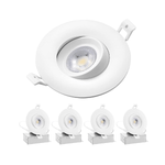 4 Inch LED Recessed Light, 5CCT Gimbal Trim, 12W 1080LM, Dimmable Eyeball Downlight with Junction Box, 360deg Rotatable, ETL Listed, 4 Pack - 2700K-5000K