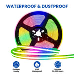 Waterproof RGB COB LED Strip Light 16.4FT (5M) 12V Dot-Free Seamless Glow, 840 LEDs/m, Color Changing, IP68 Outdoor/Indoor, UL Listed, 10mm, Dimmable, CRI 80+, 50,000 Hrs Lifespan