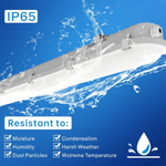 4FT LED Vapor Tight Light Fixtures 60W/50W/40W/30W Adjustable, 3K/3.5K/4K/5K/6.5K 5CCT Selectable, Dimmable IP65 Vapor Proof Lighting For Shop Light For Parking Carport Car Wash,ETL Listed