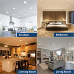 LED Recessed Ceiling Lights, 4 Inch Dimmable 5CCT Ultra-Thin With Junction Box, 9W Canless Slim Panel Downlight, 2700K-5000K, IC Rated, ETL