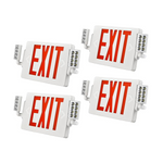 Double Sided LED Emergency EXIT Sign Combo, Two LED Lights, Backup Battery, US Standard Red Letter Emergency Exit Lighting, Commercial Grade, 120-277V, Fire Resistant (UL 94V-0)
