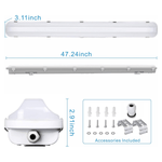 4FT LED Vapor Tight Light Fixtures 60W/50W/40W/30W Adjustable, 3K/3.5K/4K/5K/6.5K 5CCT Selectable, Dimmable IP65 Vapor Proof Lighting For Shop Light For Parking Carport Car Wash,ETL Listed