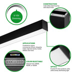 4FT LED Color Tunable Up/Down Lighting Fixture - 50W, 3000K/4000K/5000K Adjustable, Black Body, Dimmable, Energy Efficient, Commercial Lighting