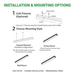 4FT LED Color Tunable Up/Down Lighting Fixture - 50W, 3000K/4000K/5000K Adjustable, Black Body, Dimmable, Energy Efficient, Commercial Lighting