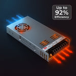 LRS-600 600W Single Output Switching Power Supply - 90-264VAC Input, UL/CE/RoHS Certified, 86-92% Efficiency, Multi-Voltage Output, Compact 41mm Low-Profile, Industrial Grade, 3-Year Warranty