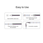 4PIN Transparent COB Connectors Kit for RGB COB LED Strip Lights - 10mm, Solderless Connection, 5pcs 15cm Wires