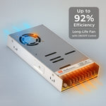 LRS-450 450W Single Output Switching Power Supply - 90-264VAC Input, UL/CE/RoHS Certified, 87-92% Efficiency, 12V/24V Output, Compact 35mm Low-Profile, Industrial Grade, 3-Year Warranty