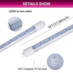 5ft LED Tube Lights, 36W T8 Double-Sided, 6500K Cool White, R17D Rotatable Base, Ballast Bypass, Waterproof Design – Ideal for LED Lights Advertising Signs and Commercial Use