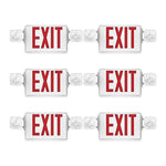 Double Sided LED Emergency EXIT Sign, Remote Capable, Two LED Flood Lights, Backup Battery, US Standard Red Letter, Commercial Grade, 120-277V, FireResistant(UL 94V-0)