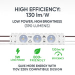 LED Module String Lights - Red/Green/White, 3W/Module, 390LM, 110V/220V, 130LM/W, CRI 90+, IP67 Waterproof, Dimmable, 48FT, UL Certified, 50,000 Hrs Lifespan