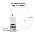LED 6" Dimmable Downlight Can W/ 90 Min Emergency Battery Backup, 12w, 5 CCT Selectable 2700-5000k, Ultra-Slim LED Recessed Light, 1080 Lumens, 80 CRI| UL/ETL/IC/Damp Rated, Energy Star