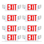 Double Sided LED Emergency EXIT Sign Combo, Two LED Lights, Backup Battery, US Standard Red Letter Emergency Exit Lighting, Commercial Grade, 120-277V, Fire Resistant (UL 94V-0)