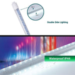 9FT LED Tube Light, 55W T8 Double-Sided, 6500K Cool White, R17D Rotatable Base, Waterproof Design, Ballast Bypass - Ideal for Bus Stops, Shopping Malls, Hotels & Sign Lighting