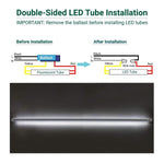 9FT LED Tube Light, 55W T8 Double-Sided, 6500K Cool White, R17D Rotatable Base, Waterproof Design, Ballast Bypass - Ideal for Bus Stops, Shopping Malls, Hotels & Sign Lighting