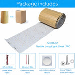 16.4ft x 9.45in Giant LED Sheet Roll, 24V 6000K Cool White Flexible Cuttable Dimmable LED Backlight Panel, Paper-Thin Plug-and-Play LED Board for Countertops, Stained Glass & Accent Walls, UL-Listed, IP20