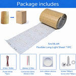 16.4ft x 9.45in Giant LED Sheet Roll, 24V 3000K Warm White Flexible Cuttable Dimmable LED Backlight Panel, Paper-Thin Plug-and-Play LED Board for Countertops, Stained Glass & Accent Walls, UL-Listed, IP20