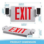 Double Sided LED Emergency EXIT Sign Combo, Two LED Lights, Backup Battery, US Standard Red Letter Emergency Exit Lighting, Commercial Grade, 120-277V, Fire Resistant (UL 94V-0)