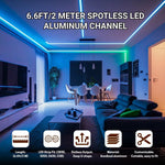 6.6ft/2M Spotless LED Aluminum Channel,Flat Milky Diffuser Deep Aluminum Channel Profile Track Extrusion for LED Strip Light Width Up to 12mm