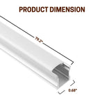 6.6ft/2M Spotless LED Aluminum Channel,Flat Milky Diffuser Deep Aluminum Channel Profile Track Extrusion for LED Strip Light Width Up to 12mm