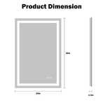 LED Bathroom Mirror Lights 24x36 Inch Front Lighted Vanity Mirror, Wall Mounted Anti-Fog Dimmable LED Makeup Mirror, IP54 3K-6K Warm/Natural/Daylight, Tempered Glass (Horizontal/Vertical) UL Listed