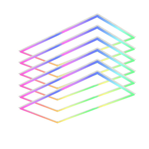 LED Drop Ceiling Lights – 2x4 FT RGB Multicolor Smart Drop Ceiling Light Fixtures, 60W 6600lm, App & Remote Control, Alexa & Google Compatible (6 Pack)