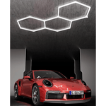 Hexagon Garage Light 128W 15360lumens 6500K 3 Honeycomb Ceiling Hex Lights Hexagon LED Lights For Garage Gym Basement Warehouse Auto Beauty Shop Car Detailing Hair Salon Workshop Lighting