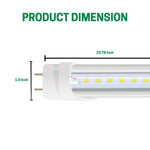 2FT LED Shop Light, 10W, Type A+B, Clear Glass, 1300 Lumens, G13 Base, Single/Double Ended, 120-277V AC, CRI 80+, LED Integrated Tube, Indoor Use, ETL Certified