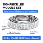 LED Module String Lights - Red/Green/White, 3W/Module, 390LM, 110V/220V, 130LM/W, CRI 90+, IP67 Waterproof, Dimmable, 48FT, UL Certified, 50,000 Hrs Lifespan