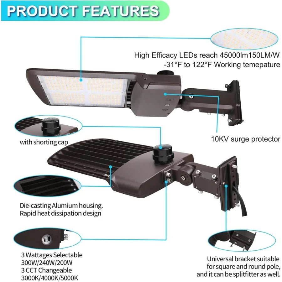 200W–300W LED Area Light for Parking Lots | PatelLED – Patel LED