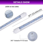 LED Shop Light 3FT 20W Tube, Double-Sided R17D, 360° Rotatable Base, 6500K Cool White, Ballast Bypass, Striped Cover, 100-277V - Ideal for Sign Boards, Shops & Advertisement Lighting