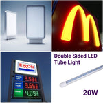 LED Shop Light 3FT 20W Tube, Double-Sided R17D, 360° Rotatable Base, 6500K Cool White, Ballast Bypass, Striped Cover, 100-277V - Ideal for Sign Boards, Shops & Advertisement Lighting