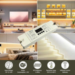 Digital LED Strip Controller SPI02 - 2-in-1 Single Color & CCT, 12-24V DC, 2.4GHz RF Compatible, 2048 Pixels, 4 SPI Outputs, 29 Single Color & 54 CCT Lighting Effects, Memory & Sync Function, for Indoor & Outdoor LED Projects