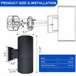 LED Up Down Outdoor Wall Light, 36W x 2, 3CCT 3000K/4000K/6000K Selectable, IP65 Waterproof, Exterior Wall Sconce, 120–277V Wide Voltage, Die-Cast Aluminum, 30° Beam Angle, Anti-Glare, Easy Installation