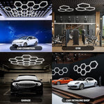 Hexagon Garage Light Higher Brightness 720W 93600 Lumens Hexagon Led Garage Light 6500K, 15 Hex Grid For Garage Shop, Basement, Car Detailing Shop With Mounting Clip, DIY Hexagon Garage Lighting