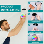 Smart Recessed Lighting 6 Inch - 12W RGB LED Downlights with Junction Box, 1080 Lumen, Canless Wafer Ceiling Lights, Work with Alexa, Music Sync, DIY Scenes, Timer, 23 Modes