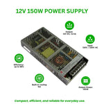 Switchable Power Supply LED LRS-150-12 150W 12V 12.5A for CCTV, LED Strips & More