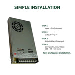 Switchable Power Supply - LED LRS-350-24, 350.4W, 24V, 14.6A, Single Output Power Supply for LED Light Strips & Lighting Systems