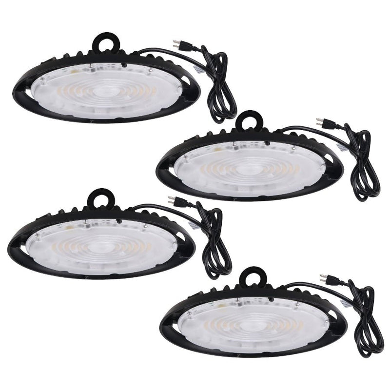 UFO LED High Bay Light, 150W/120W/100W Changeable, Plug & Play Lighting For Warehouse, 22500 Lumens, 5700K Cool White, UL&CUL Listed, 90 Degree Beam Angle, AC120V With 6' Power Cord Included