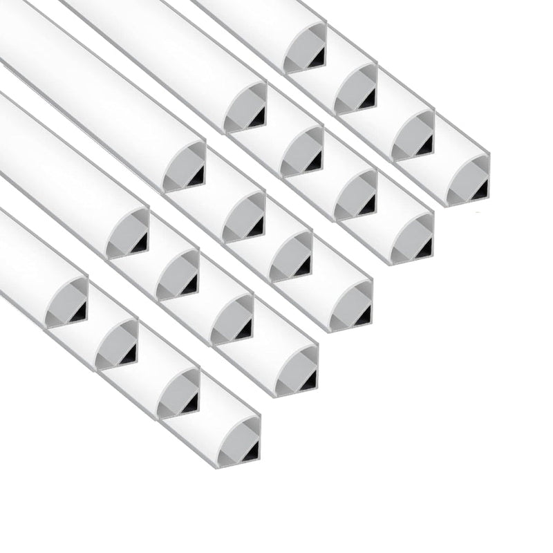 6.6FT 2Meter V Shape LED Strip Aluminum Channel Diffuser System, Extruded Alu Track Milky Cover with Corner Connector and Mounting Kit,Easy Cut and Installed Curved Lens Profile