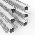 6.6FT/2M, LED Aluminum Channel with Milky Diffuser, Trimless Recessed Drywall Aluminum Channel Diffuser Profile for Strip Light on Wall and Ceiling