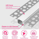 6.6FT/2M, LED Aluminum Channel with Milky Diffuser, Trimless Recessed Drywall Aluminum Channel Diffuser Profile for Strip Light on Wall and Ceiling