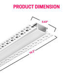 6.6FT/2M, LED Aluminum Channel with Milky Diffuser, Trimless Recessed Drywall Aluminum Channel Diffuser Profile for Strip Light on Wall and Ceiling