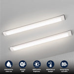 2FT LED Batten Light, Close to Ceiling Light fixtures, 20W, Ultra-Thin Day Light, 5000K, IP20, LED Ceiling Light for Garage, Stores, Warehouse, Office, Corridor, supermarkets