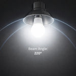 LED A19 Bulb, 9W (60W Incandescent Equivalent), 750 Lumens, 5000K Daylight White, E26 Medium Base, 220° Wide Beam, UL Damp Rated, Frosted, Energy Efficient, 10,000 Hour Lifespan