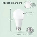 LED A19 Bulb, 9W (60W Incandescent Equivalent), 750 Lumens, 5000K Daylight White, E26 Medium Base, 220° Wide Beam, UL Damp Rated, Frosted, Energy Efficient, 10,000 Hour Lifespan