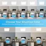 1x1 LED Panel Light, Surface Mount, 15W/20W/24W, 1875–3000 Lumens, 5CCT 3000K–6500K Selectable, Triac Dimmable Flush Ceiling Light Fixture For Kitchen, Garage, Office, Home – White, 2-Pack