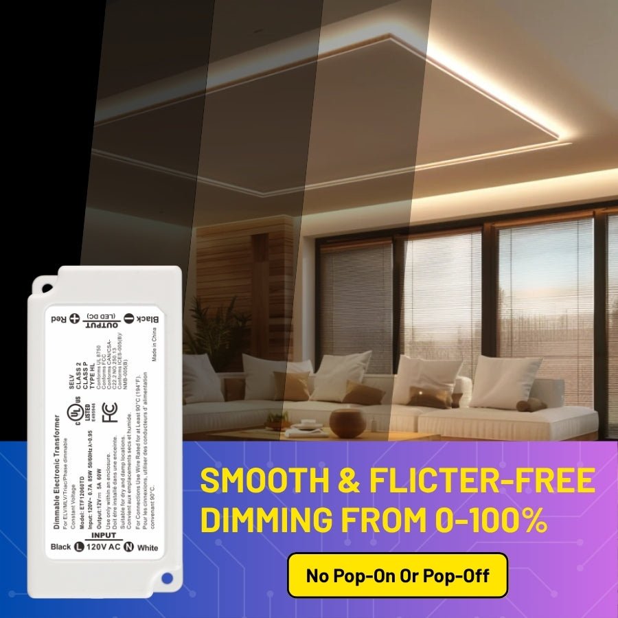 Dimmable LED Driver 12V 60W - UL Listed Power Supply, 120V AC to 12V DC Electronic Transformer for LED Strip Lights, Low Voltage Lighting