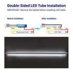 4ft LED Shop Lights, 28W T8 Double-Sided Tube, 6500K Cool White, R17D Rotatable Base, Ballast Bypass – Ideal for Commercial Signs and Indoor Lighting