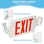 Double Sided LED Emergency EXIT Sign Combo, Two LED Lights, Backup Battery, US Standard Red Letter Emergency Exit Lighting, Commercial Grade, 120-277V, Fire Resistant (UL 94V-0)